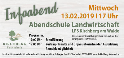 Infoabend Abendschule © LFS Kirchberg am Walde Infoabend Abendschule © LFS Kirchberg am Walde