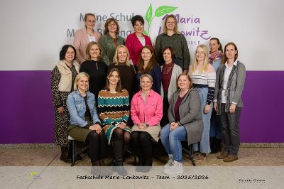 Lehrerinnenteam gruppiert, mittig Frau Dir. Weber