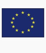 Europäische Union Flagge: Blauer Hintergrund mit zwölf gelben Sternen im Kreis.