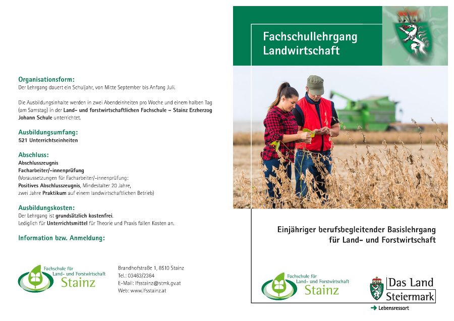 Fachschullehrgang Landwirtschaft Fachschullehrgang Landwirtschaft
