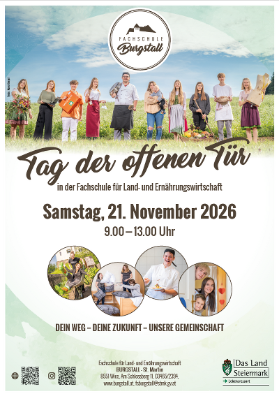 Einladung zum Tag der offenen Tür am 21. November 2026 in der Fachschule Burgstall