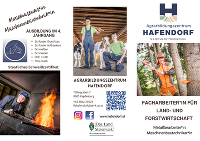 Flyer des Agrarbildungszentrums Hafendorf zur Ausbildung in Land- und Forstwirtschaft sowie Metallbearbeitung.