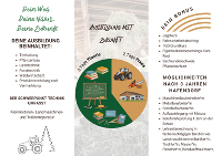 Flyer des Agrarbildungszentrums Hafendorf zur Ausbildung in Land- und Forstwirtschaft sowie Metallbearbeitung.