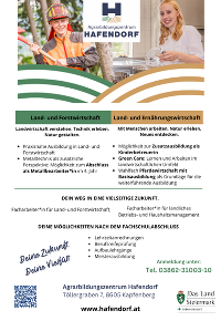 Flyer des Agrarbildungszentrums Hafendorf zu Ausbildungen in Land-, Forst- und Ernährungswirtschaft.
