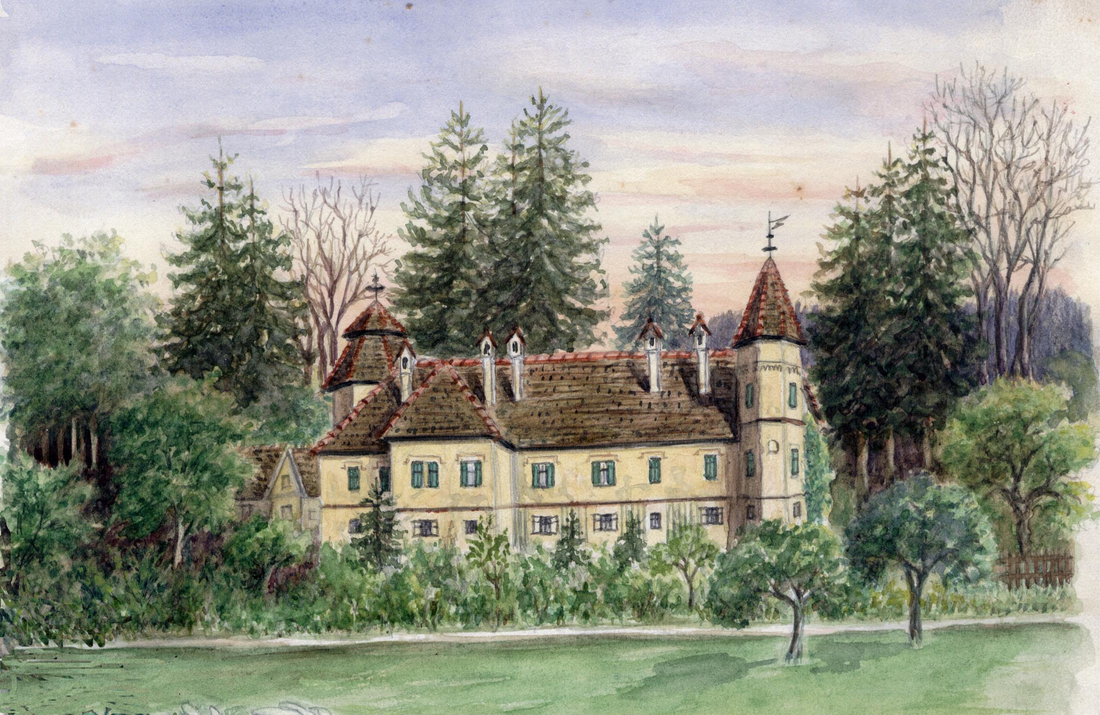 FS Schloss Stein Aquarell Dezember 1947