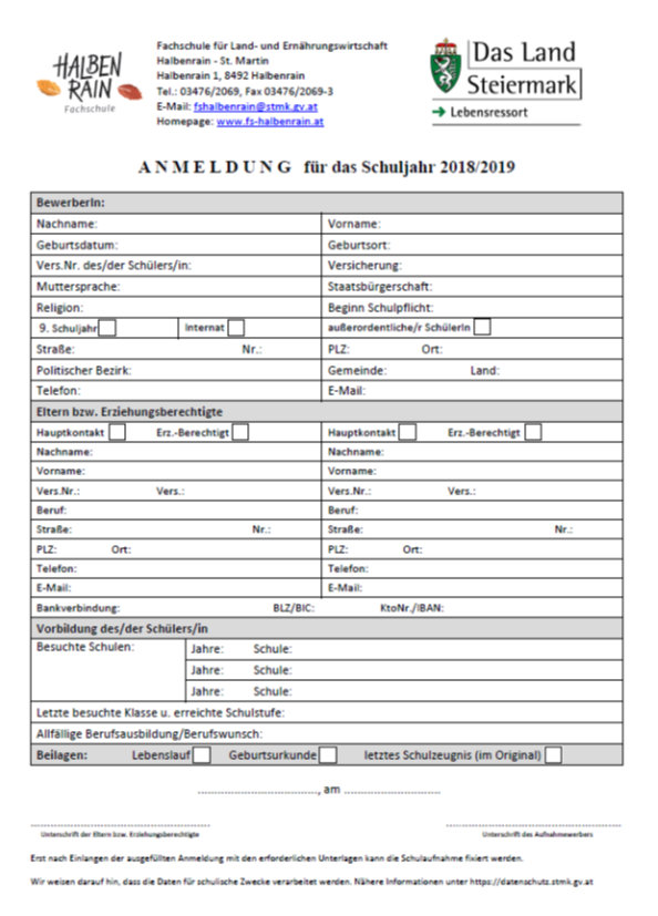 Anmelden - Fachschulen Land Steiermark
