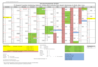 Schulwochenkalender 2019/20