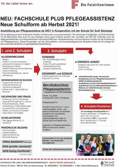 NEU: Fachschule plus Pflegeassistenz!