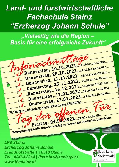 Infonachmittage © LFS Stainz Infonachmittage