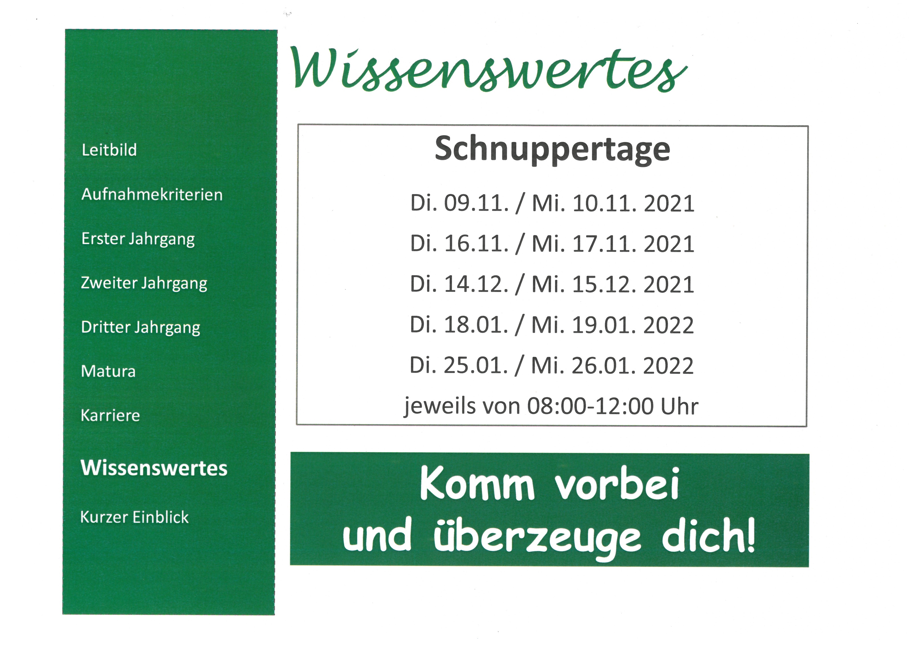 Schnuppertage Schnuppertage