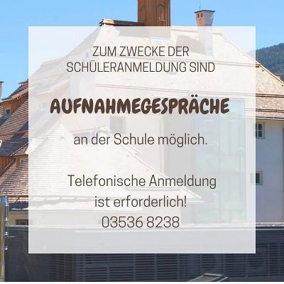 Zum Zwecke der Schüleranmeldung sind Aufnahmegespräche und Führungen möglich!