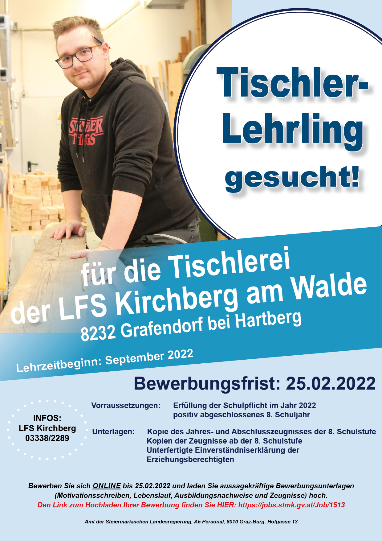 Tischlerlehrling © LFS Kirchberg am Walde