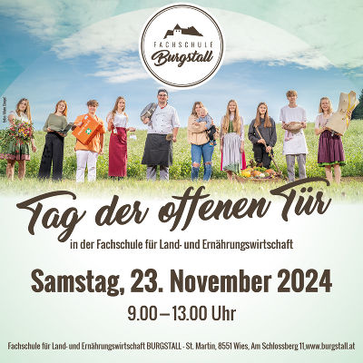 Einladung zum Tag der offenen Tür am 23.11.2024 in der Fachschule Burgstall