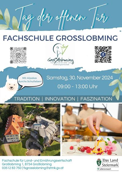 Einladungstext auf Hintergrund, Luftbild vom Schulhaus, 