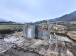 Betonieren der Bodenplatte und der Seitenwände des Kabelkanals