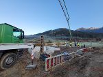 Betonieren der Bodenplatte für die Speicherzentrale