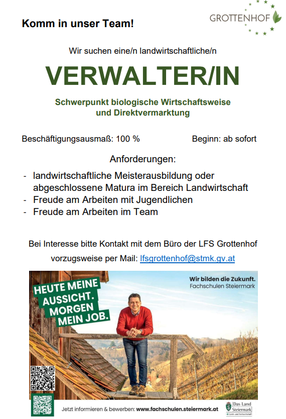 Wir suchen eine/n landwirtschaftliche/n Verwalter/in! 